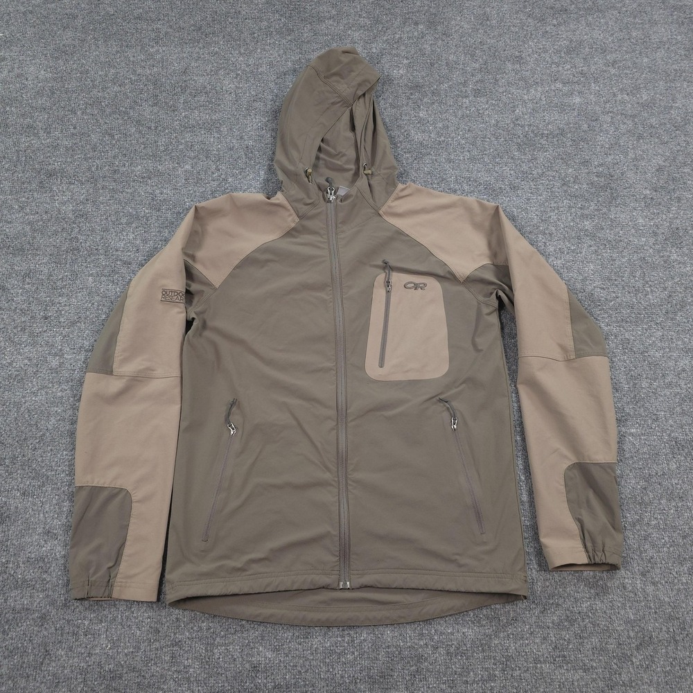 Outdoor Research Jacket Mens M Brown Ferrosi Softshell Hoodie Hiking Outdoors